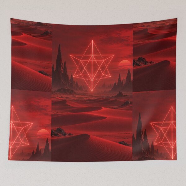 Item preview, Glowing Merkaba Sacred Geometry Over Red Desert designed and sold by monkeybusiness.pt.
