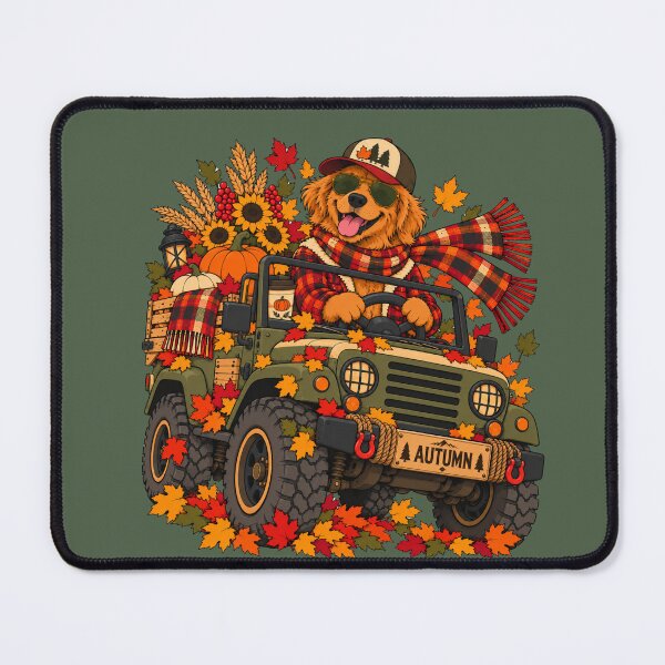 Item preview, Autumn Road Trip – Golden Retriever Fall Adventure designed and sold by Aimetoi.