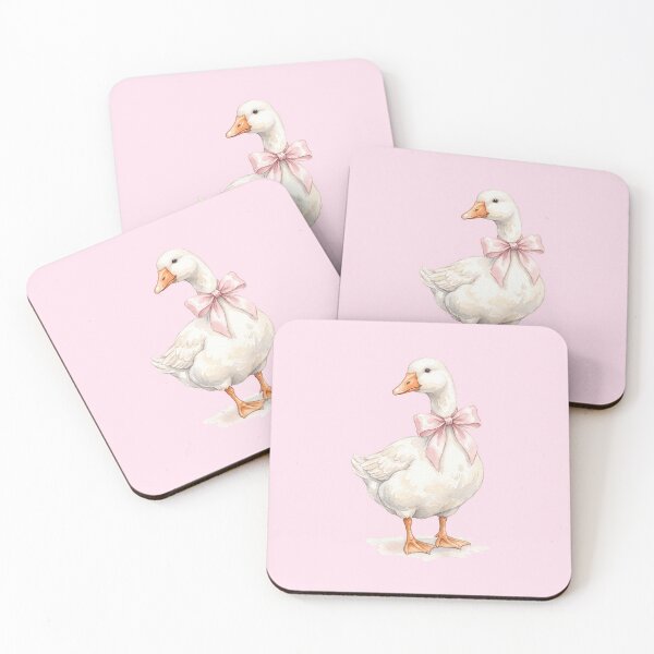 Item preview, Cute Coquette Goose with Pink Bow - Watercolor Duck Cottagecore Aesthetic designed and sold by BeyaDh.