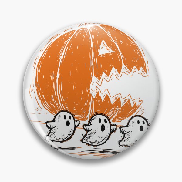 Item preview, Giant Pumpkin Chasing Ghosts Retro Halloween designed and sold by CreativeBrains7.