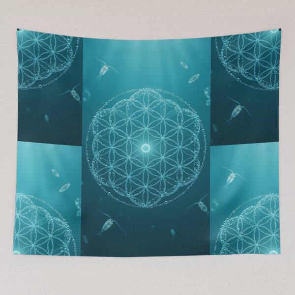 Item preview, Bioluminescent Flower of Life Underwater Plankton Mandala designed and sold by monkeybusiness.pt.