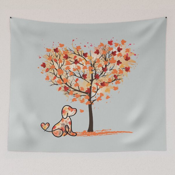 Item preview, Autumn tree of love - dog with heart tail designed and sold by Doodles Down South.