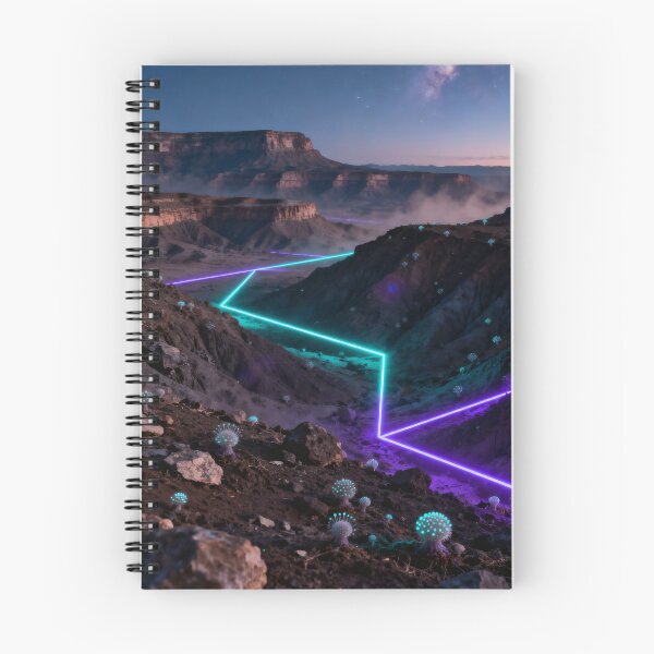 Item preview, Glowing Neon Grid and Bioluminescent Flora in Alien Valley designed and sold by monkeybusiness.pt.