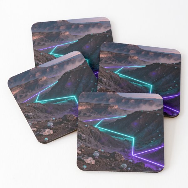 Item preview, Glowing Neon Grid and Bioluminescent Flora in Alien Valley designed and sold by monkeybusiness.pt.