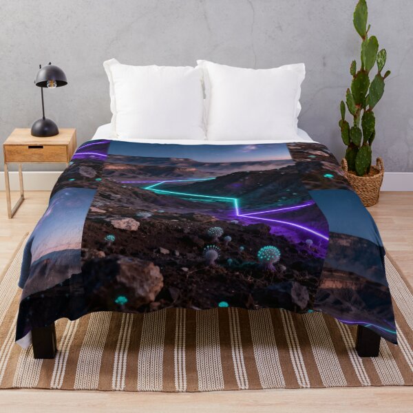 Item preview, Glowing Neon Grid and Bioluminescent Flora in Alien Valley designed and sold by monkeybusiness.pt.