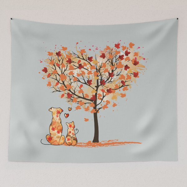 Item preview, Autumn tree of love - dog, cat and hearts designed and sold by Doodles Down South.