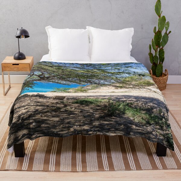 Item preview, Tropical trees by the sea – Hidden cove with turquoise water designed and sold by Nicole Bleck.