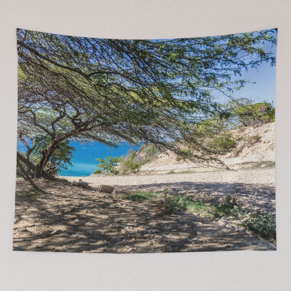 Item preview, Tropical trees by the sea – Hidden cove with turquoise water designed and sold by Nicole Bleck.