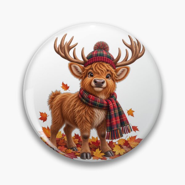 Item preview, Cute Scottish Highland Stag in Tartan with Autumn Leaves designed and sold by MaedK.