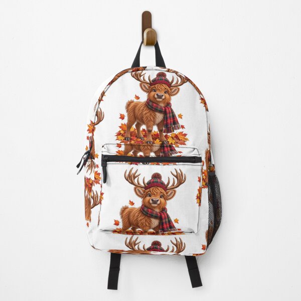 Item preview, Cute Scottish Highland Stag in Tartan with Autumn Leaves designed and sold by MaedK.