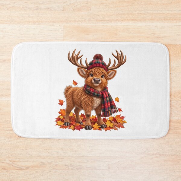 Item preview, Cute Scottish Highland Stag in Tartan with Autumn Leaves designed and sold by MaedK.