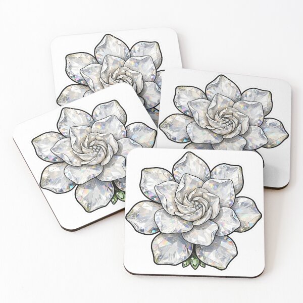 Item preview, White Gardenia Crystal Sticker - Moonstone Diamond Flower designed and sold by FineLineBotanical .