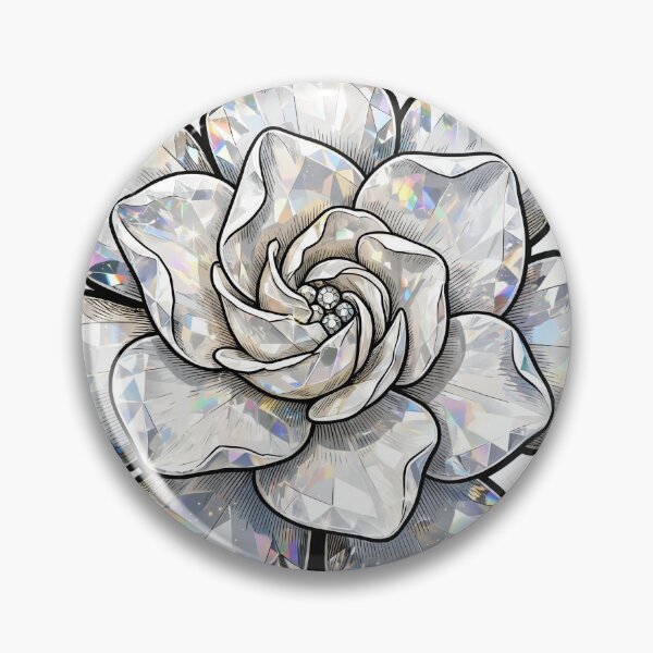 Item preview, White Gardenia Crystal Sticker - Moonstone Diamond Flower designed and sold by FineLineBotanical .
