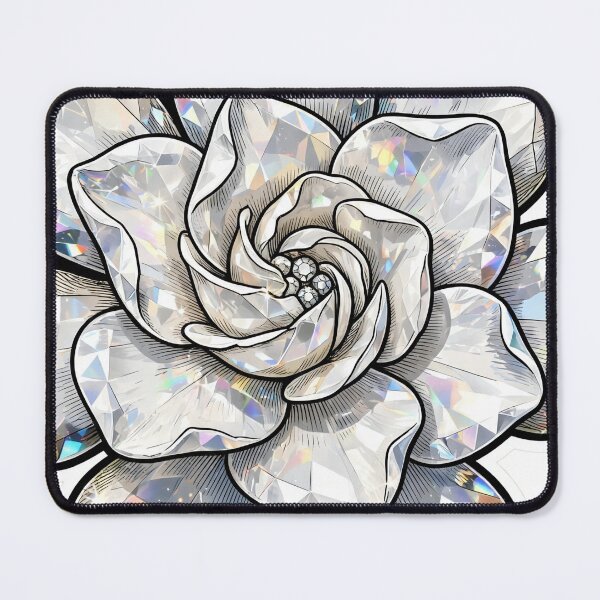 Item preview, White Gardenia Crystal Sticker - Moonstone Diamond Flower designed and sold by FineLineBotanical .