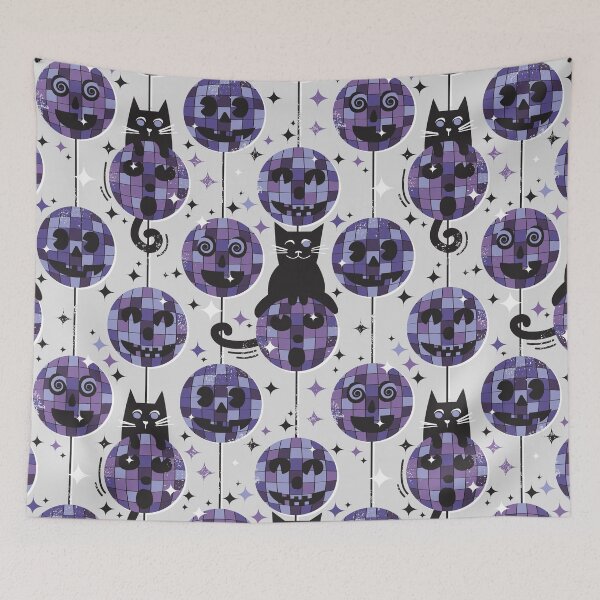 Item preview, Groovy halloween disco cat - black kitty blue retro balls designed and sold by SelmaCardoso.