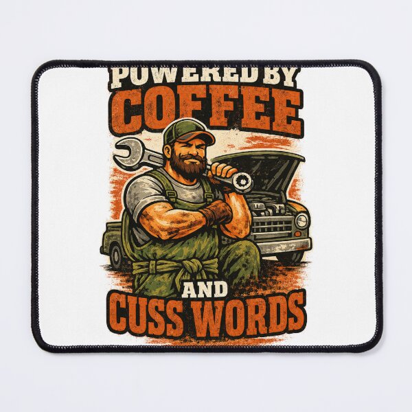 Item preview, Powered by Coffee and Cuss Words – Funny Mechanic Garage Vintage T-Shirt designed and sold by katiecorners.