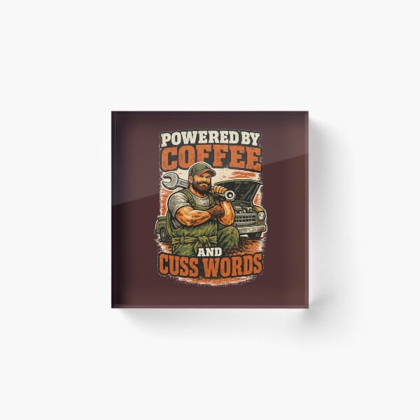 Item preview, Powered by Coffee and Cuss Words – Funny Mechanic Garage Vintage T-Shirt designed and sold by katiecorners.