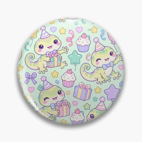 Item preview, Kawaii Birthday Baby Gecko Pattern designed and sold by Soft Berry Studio.