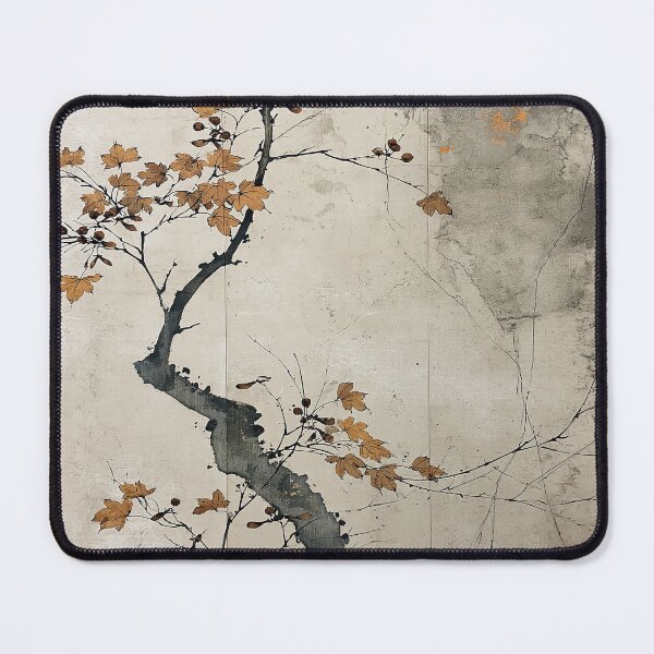 Item preview, Wabi sabi and japandi inspired abstract branch with autumn leaves designed and sold by filigreedigital.