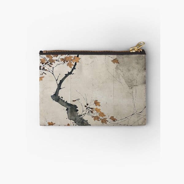 Item preview, Wabi sabi and japandi inspired abstract branch with autumn leaves designed and sold by filigreedigital.