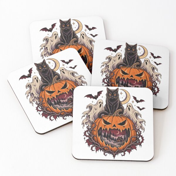 Item preview, Halloween Black Cat Haunted Pumpkin Night designed and sold by 966 A.D..