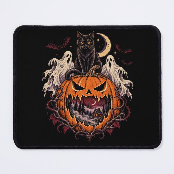 Item preview, Halloween Black Cat Haunted Pumpkin Night designed and sold by 966 A.D..