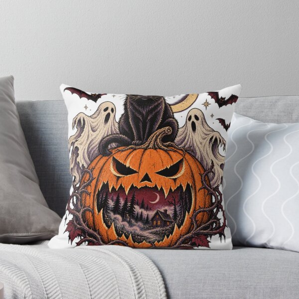Item preview, Halloween Black Cat Haunted Pumpkin Night designed and sold by 966 A.D..
