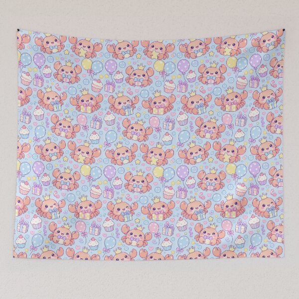 Item preview, Kawaii Birthday Baby Crab Pattern designed and sold by Soft Berry Studio.