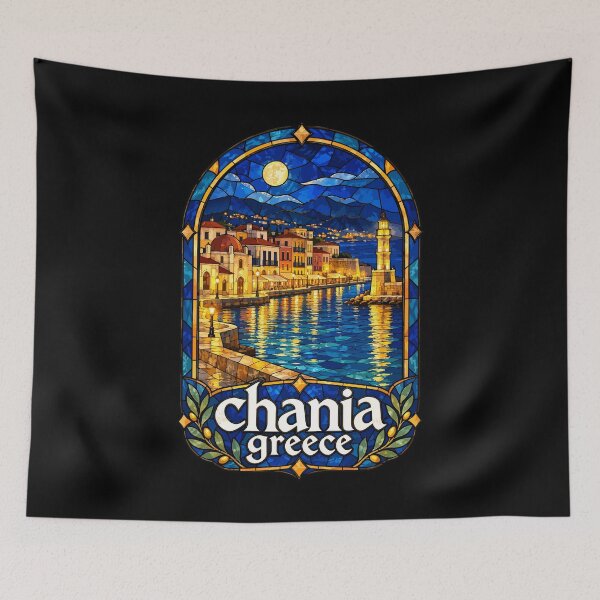 Item preview, Chania Crete Greece Stained Glass Art Travel designed and sold by TomFrontierArt.