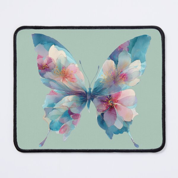 Item preview, Blue Watercolor Butterfly with Romantic Floral Wings designed and sold by ArtFairy38.