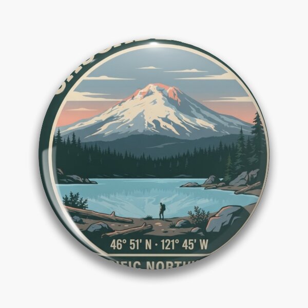 Item preview, Cascade Range Pacific Northwest — Vintage Travel Badge designed and sold by mnkyride.