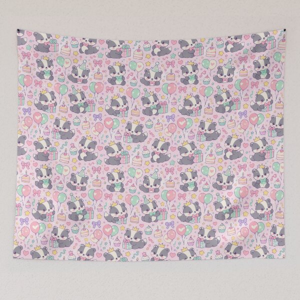 Item preview, Kawaii Birthday Baby Badger Pattern designed and sold by Soft Berry Studio.