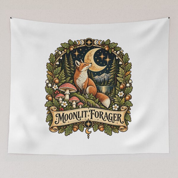 Item preview, Moonlit Forager Fox Woodland designed and sold by MysticCanvasAi.