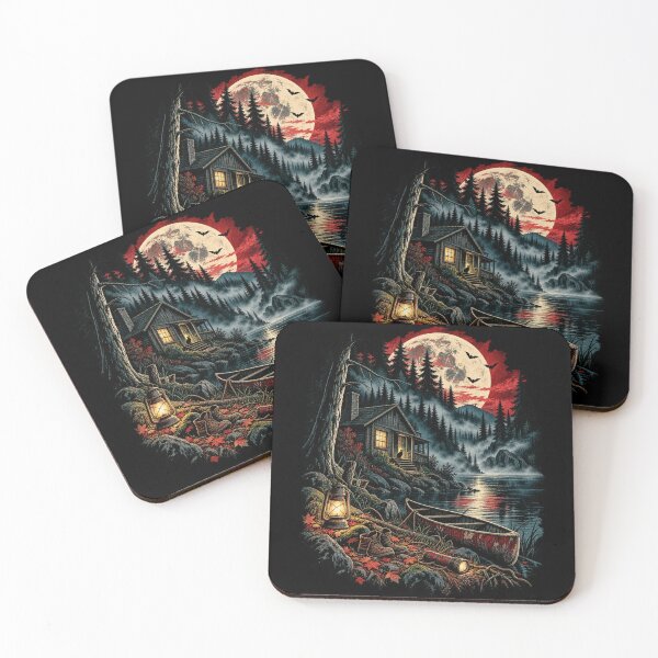 Item preview, Haunted Cabin Moonlit Lake Dark Forest designed and sold by 966 A.D..