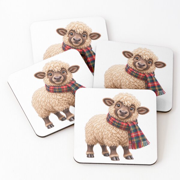 Item preview, Cute Scottish Highland Sheep in Colourful Tartan Scarf designed and sold by MaedK.