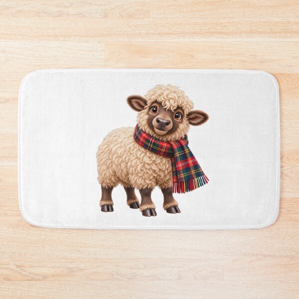 Item preview, Cute Scottish Highland Sheep in Colourful Tartan Scarf designed and sold by MaedK.