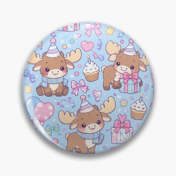 Item preview, Kawaii Birthday Baby Moose Pattern designed and sold by Soft Berry Studio.