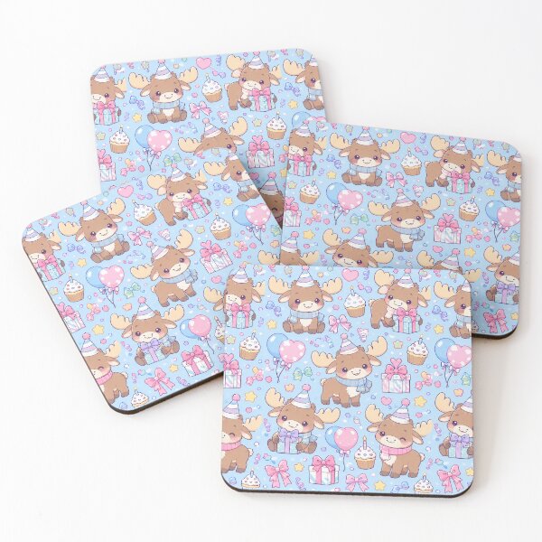 Item preview, Kawaii Birthday Baby Moose Pattern designed and sold by Soft Berry Studio.