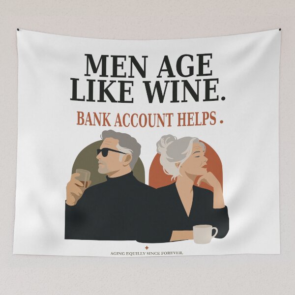 Item preview, Men Age Like Wine Funny Art Print, Aging Couple Humor print, Retirement Gift for Couple, Midlife Marriage Art, Funny Aging Decor designed and sold by Studio pod Burom.