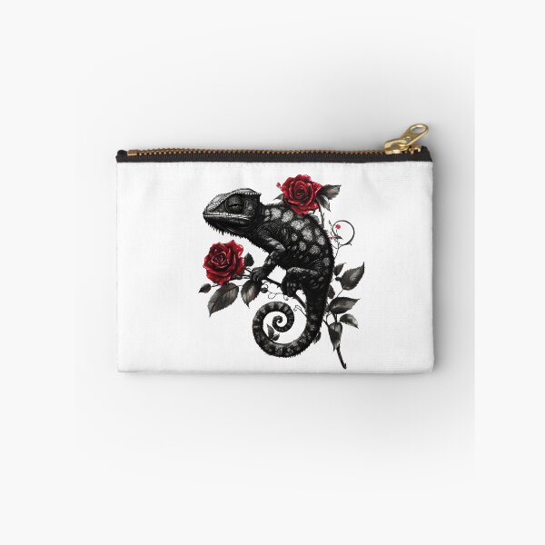 Item preview, Chameleon with Red Roses – Dark Botanical Art designed and sold by Audra-studio.