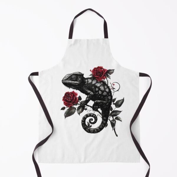 Item preview, Chameleon with Red Roses – Dark Botanical Art designed and sold by Audra-studio.