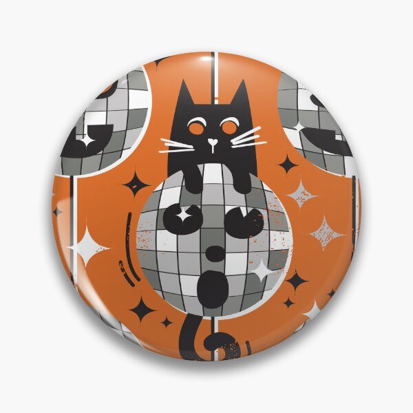 Item preview, Groovy halloween disco cat - black kitty orange background grey retro ball designed and sold by SelmaCardoso.