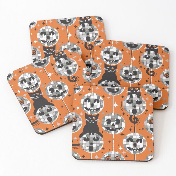 Item preview, Groovy halloween disco cat - black kitty orange background grey retro ball designed and sold by SelmaCardoso.