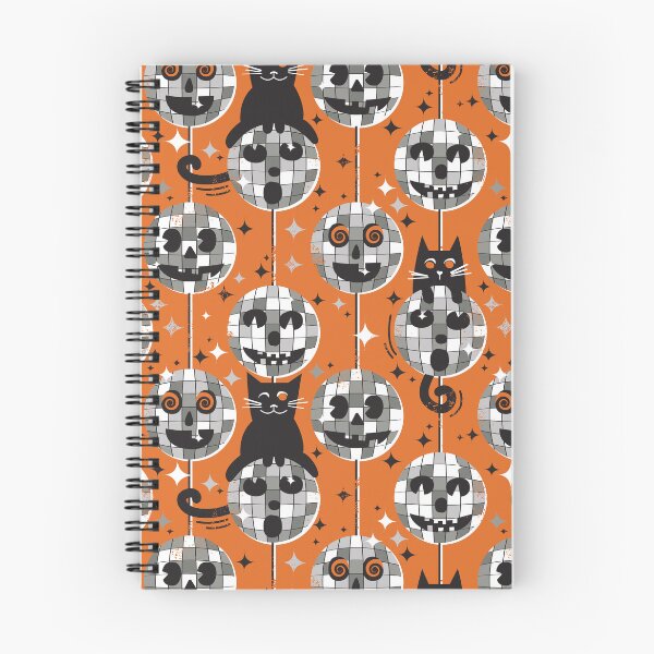 Item preview, Groovy halloween disco cat - black kitty orange background grey retro ball designed and sold by SelmaCardoso.