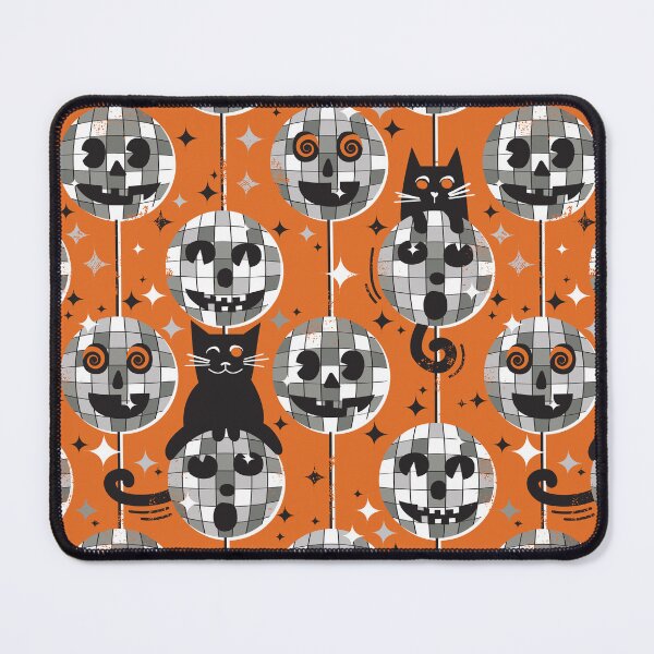 Item preview, Groovy halloween disco cat - black kitty orange background grey retro ball designed and sold by SelmaCardoso.