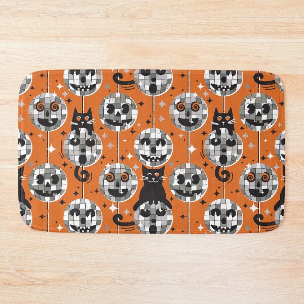 Item preview, Groovy halloween disco cat - black kitty orange background grey retro ball designed and sold by SelmaCardoso.