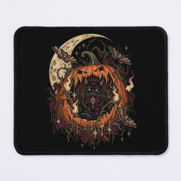 Item preview, Gothic Pumpkin Black Cat Moonlit Halloween designed and sold by 966 A.D..