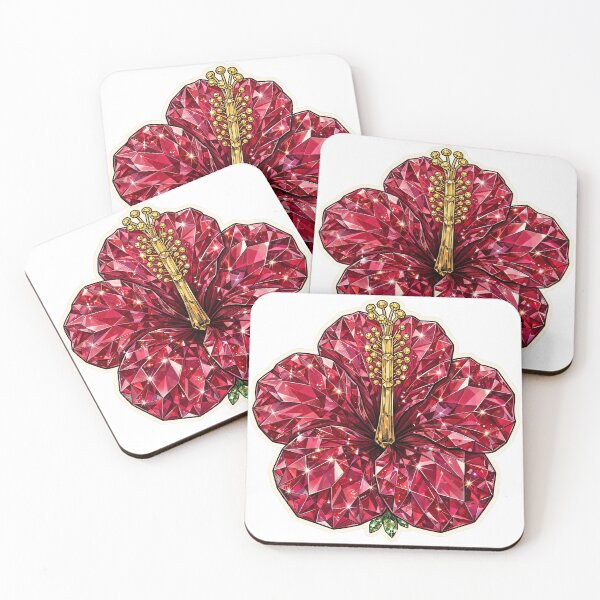 Item preview, Red Hibiscus Crystal Sticker - Ruby Tropical Flower designed and sold by FineLineBotanical .