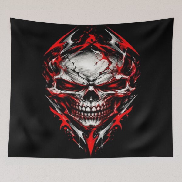 Item preview, Red and Metal Tribal Fire Skull designed and sold by JMAVILA ART.