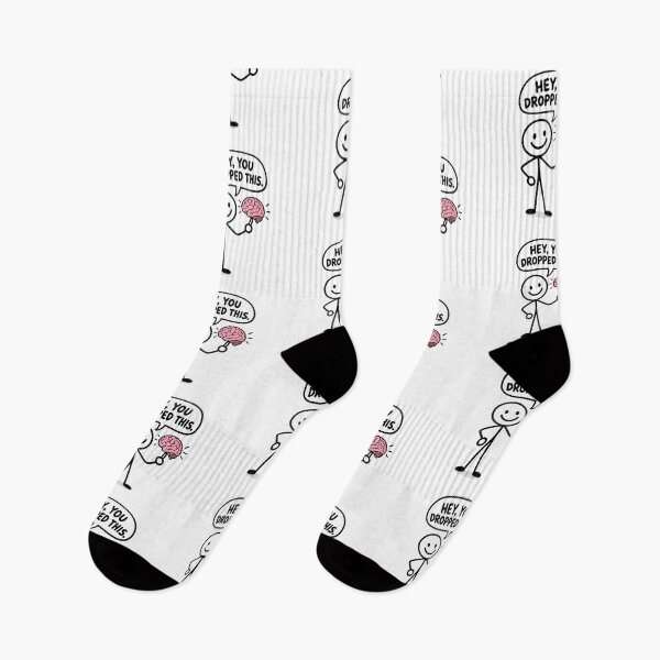 Item preview, Stick Figure Holding Brain Says Hey Dropped designed and sold by Linework Studio.